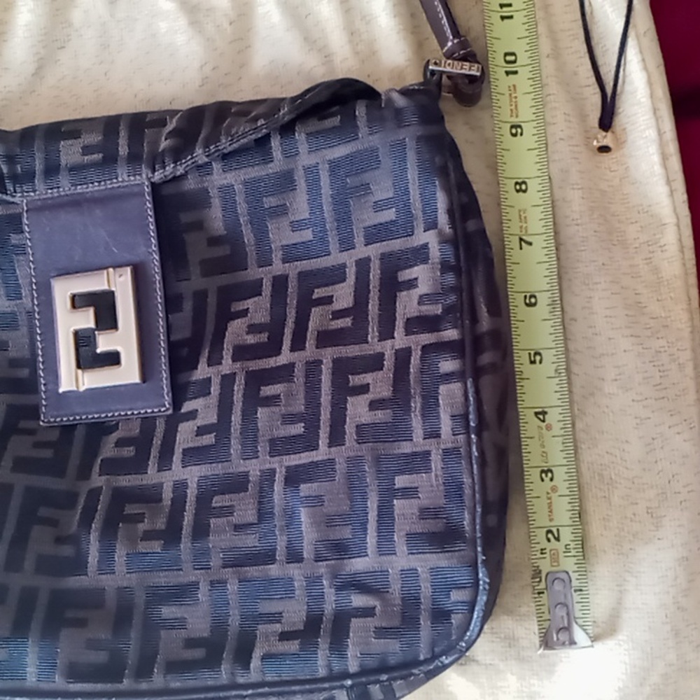 Fendi Brown Monogram Canvas Shoulder Bag with Gold-Tone Hardware - Picture 16 of 16